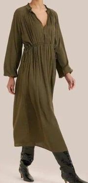 Magdalena Long Sleeve Plisse Dress Green 2X