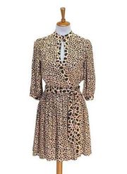 Diane Von Furstenberg Silk Keyhole Wrap Dress Beige Size 2 Mobwife Glam Neutral