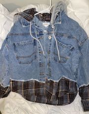 Denim & Flannel Hoodie  M