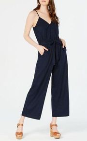 NWT Monteau Navy Blue Sleeveless Wide Leg Paperbag Jumpsuit Women's Size Medium