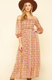 Kiki Sidonio by Molly Bracken floral print, smocked, midi dress