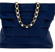 Salvatore Ferragamo Navy Canvas & Leather Shoulder Bag