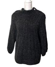 Ba&sh Barthy Jumper Wool Mohair Gray Rhinestone Detail Sweater Size M FLAWED