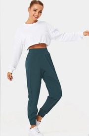 Halara High Waisted Elastic Waistband Joggers Size Small NWT Midnight Teal