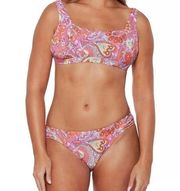 NEW Jessica Simpson Flower Printed Retro Hipster Bikini Small / S Swimsuit 2 Pc