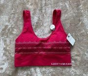 NWT Lucky Brand Seamless Comfortable Red Holiday Sports Bra