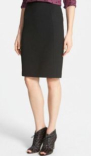 Halogen Womens Size 2 Black Ponte Knit Seamed Pencil Skirt Stretch Thick