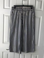 NWT New Direction Women’s Striped Capri Pants Size Large Blue, Silver &  White