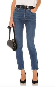 Re/done Ultra High Rise Crop Jean In Medium Fade 26