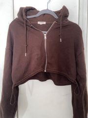 Brown Crop Zip Up