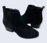 Isaac Waterproof Black Suede Zip 2" Stacked Block Heel Ankle Boots 8.5