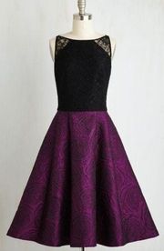 Black Lace Magenta Skirt Cocktail Dress