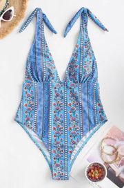 Blue Floral One Piece