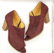 Naturalizer Tristen Open Toe Ankle Boot Shootie Burgundy Womens Size 10 Wide