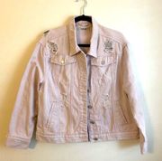 Refuge Women’s Distressed Boyfriend Lilac Jean Jacket Size Large