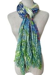 Cynthia Rowley  long green red crinkly scarf