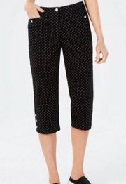 Karen Scott Women's Comfort Waist Tummy-Control Polka Dot Capri Navy