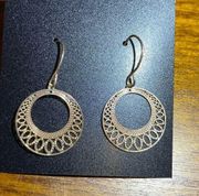 metal lattice rose gold colored dangle earrings round