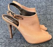 Coach Lanora Heels Ginger Tan Soft Grain Leather Slingback Women’s Size 6.5