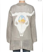 Show Me Your Mumu Mellow Easy Cardi Ojai Bull Skull Knit Cardigan Large L