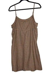 Plaid Mini Dress Brown Pink Yellow, Adjustable Straps