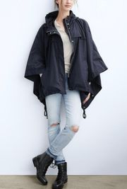 Navy Blue Poncho Raincoat