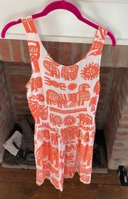 Topshop Nordstrom Orange & White Strap Dress size 10 Tropical Flowy