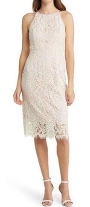 Eliza J Lace Sheath Dress Midi In Ivory Cocktail Formal Women’s Size 16