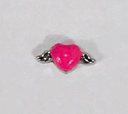 Origami Owl Heart with Angel Wings, Silver, Pink