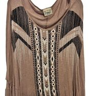 Vocal light brown oversized embellished shirt size medium