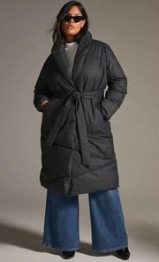 NWT Anthropologie Bernardo Wrap Puffer Jacket Plus Size 2X Black Belted Coat