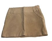 Joe Boxer Leather Mini Skirt Tan Cowgirl Boho Laced Western Festival Y2K Sz 7