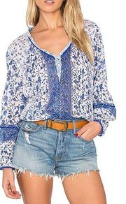 NEW Poupette St Barth Bibi Blouse in White Blue