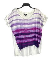 Mossimo Purples, Magenta, White Semi-Sheer Front, Sheer White Back Shirt Women XL