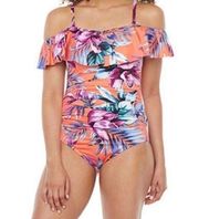 Liz Claiborne multicolored floral swimsuit 16