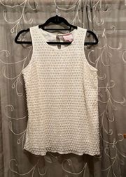 Romeo & Juliet Couture | White Pearlescent Sequins & Pearls Tank Top Medium