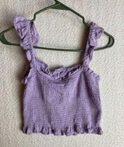 3 for $15 GB Purple Smocked Crop Top with Ruffle Accents Size Medium