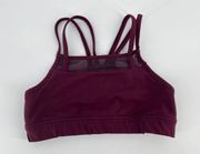 Oiselle Mesh Trim Sports Bra Sz 6 Burgundy Plum Strappy Low Impact