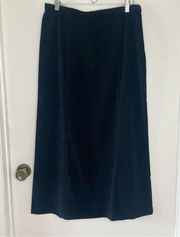 LL Bean Sz 12 Womens Black Faux Suede Maxi Skirt Modest Minimalist Capsule