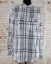 Japna Women Button Down Plaid Cotton Shirt Size M