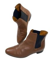 J Crew Cognac Brown Chelsea Pull On Boots Ankle Booties size 8 EO824