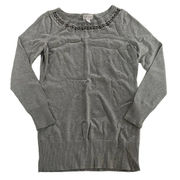 Bisou Bisou Sweater Women Large Grey Michelle Bohbot Sparkle Jewel Metallic Knit