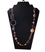 New York & Company Gold, Black, Brown, & Cream Necklace