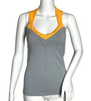 The North Face Tank Women Small Gray Orange Vapor Wick Halter Basic Athleisure