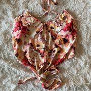 Kortni Jeane Floral Halter Tie Top Size Small