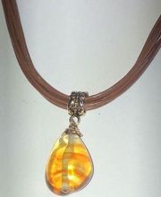 Amber Swirl Beaded Pendant Necklace