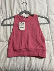 NWT  cropped pink ribbed top
