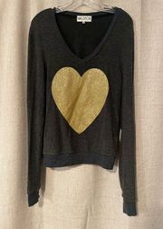 Wildfox | Gold Heart Faded Jumper Sweatshirt | XS