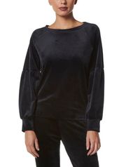 BCBG black velvet balloon sleeve crewneck pullover sweatshirt sweater top NWOT