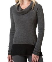 Toad&Co Gray & Black Uptown Merino Wool Cowl Neck Sweater